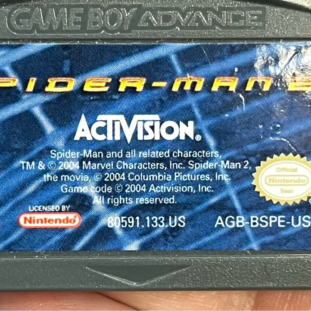 2002 Nintendo Game Boy Advance Spider-Man Activision Game Cartridge And Manual
